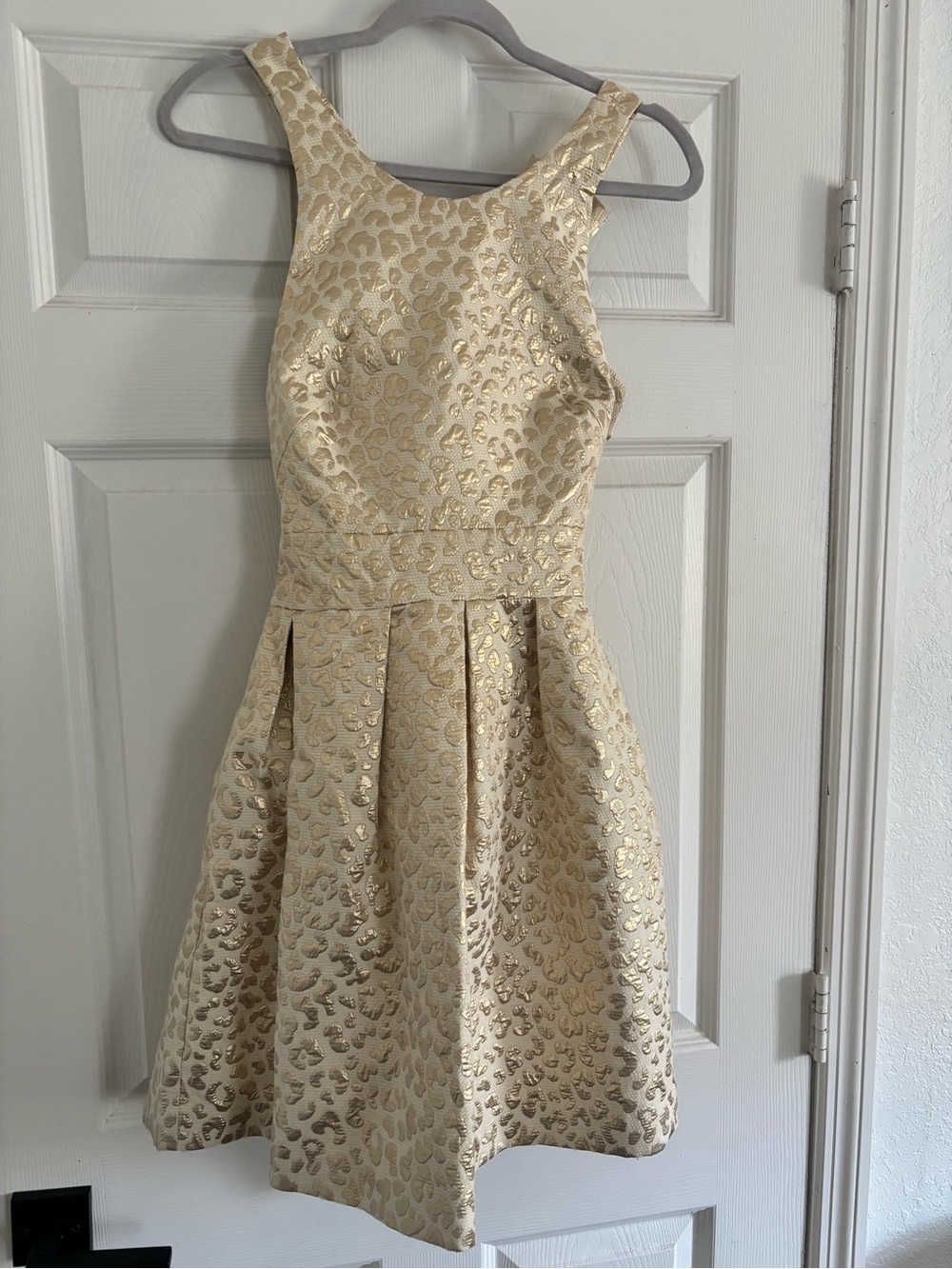Hutch-Gold Leopard Jacquard Dress